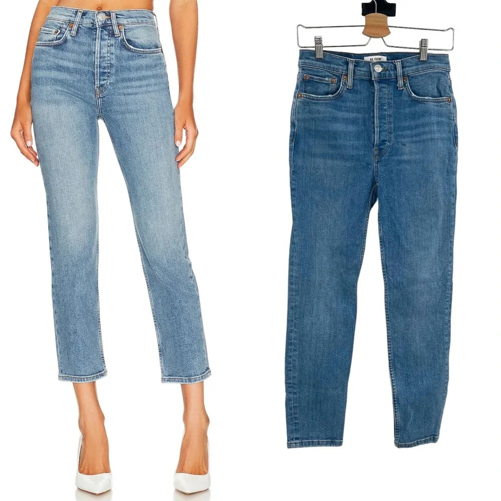 RE/DONE Originals 70's Stove Pipe Jeans Classic Faded Blue Size 28‎